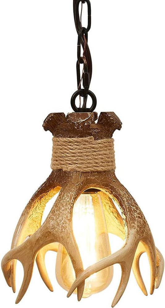 Rustykalne poroże dekoracyjne lampy wiszące do wyspy kuchennej żyrandol sufitowy oprawa oświetleniowa do jadalni lampa Foyer z regulowanym łańcuszkiem, 17x25cm Present
