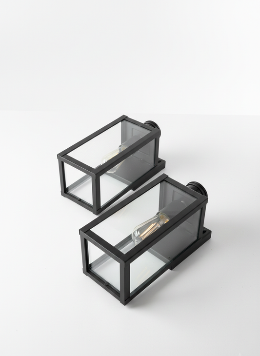 2x Zewnętrzna Lampa Ścienna z Czujnikiem Ruchu – Matowa Czerń, 2 Szt.