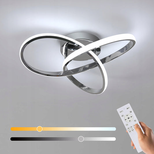 LAMPA SUFITOWA LED ŻYRANDOL SREBRNA NOWOCZESNA OZ Z PILOTEM DO SYPIALNI 36W