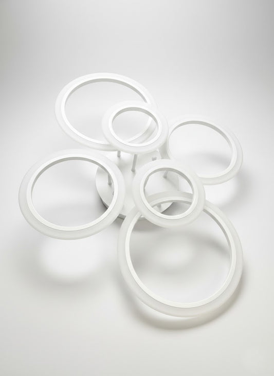 Lampa sufitowa LED, 72 W, 6400 lm, biała, aluminium, 6 okręgów